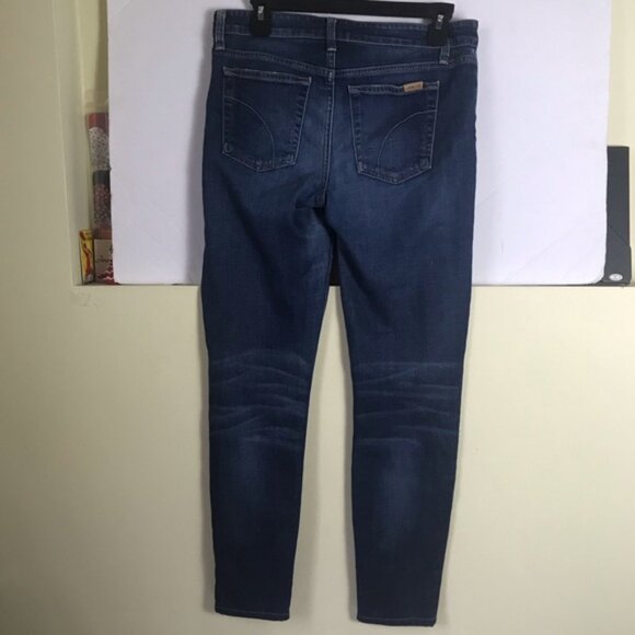 JOE’S Jeans Mid Rise Stretch Straight Leg Skinny Distressed Dark Blue Zip 29 - Picture 3 of 14